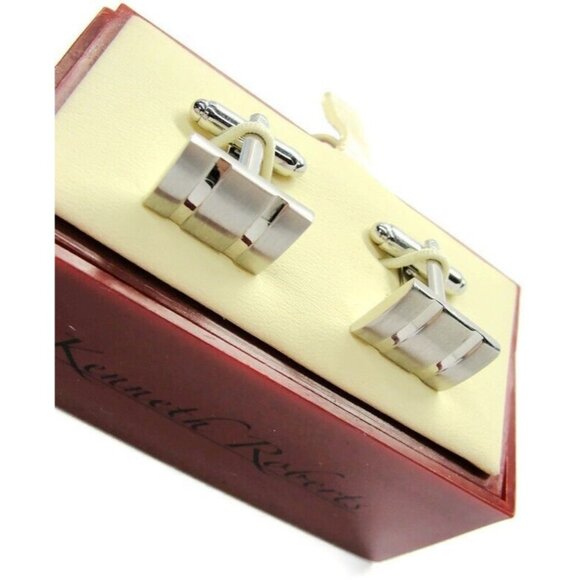 Banana Republic Kenneth Roberts Cufflinks Polished Stainless Steel Rectangle IOB - Picture 1 of 11